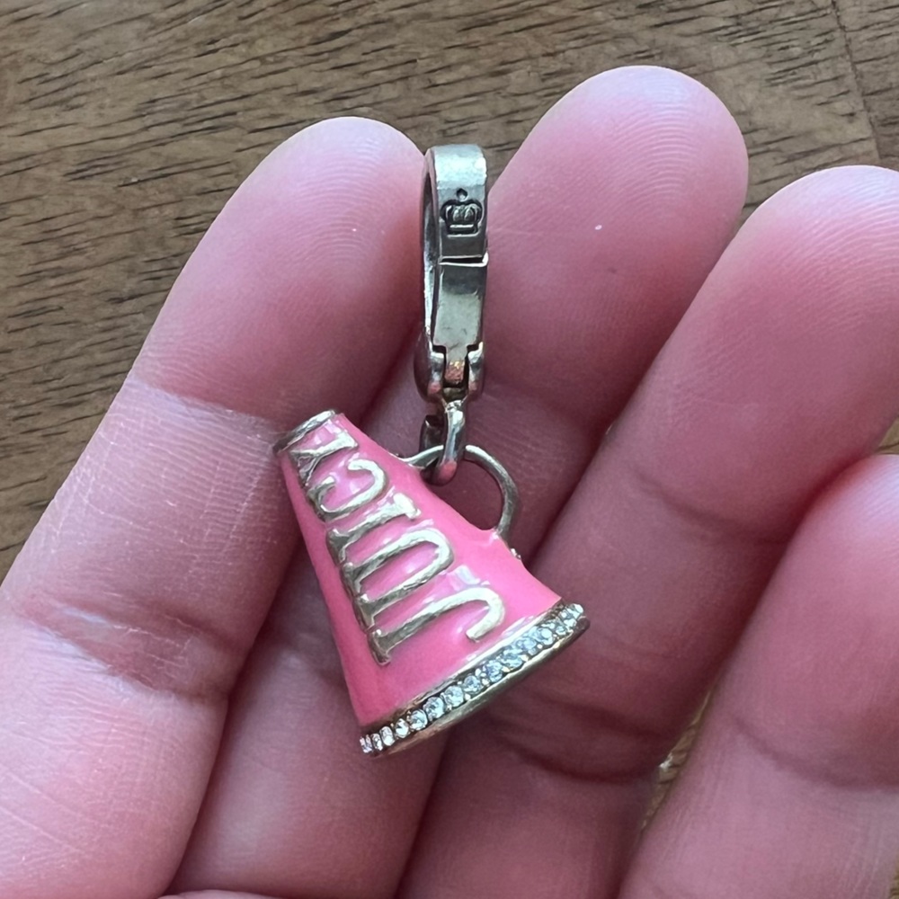 Retired Juicy Couture Pink Cheer Megaphone Gold-Toned Charm Bracelet - Picture 3 of 7